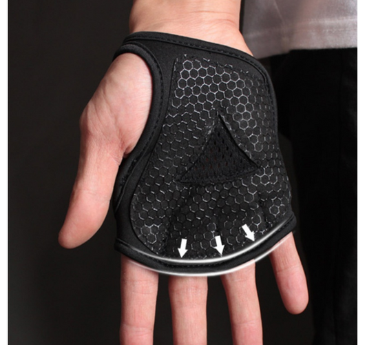 Black Breathable Weightlifting Sports Gym Half Finger Protector Gloves
